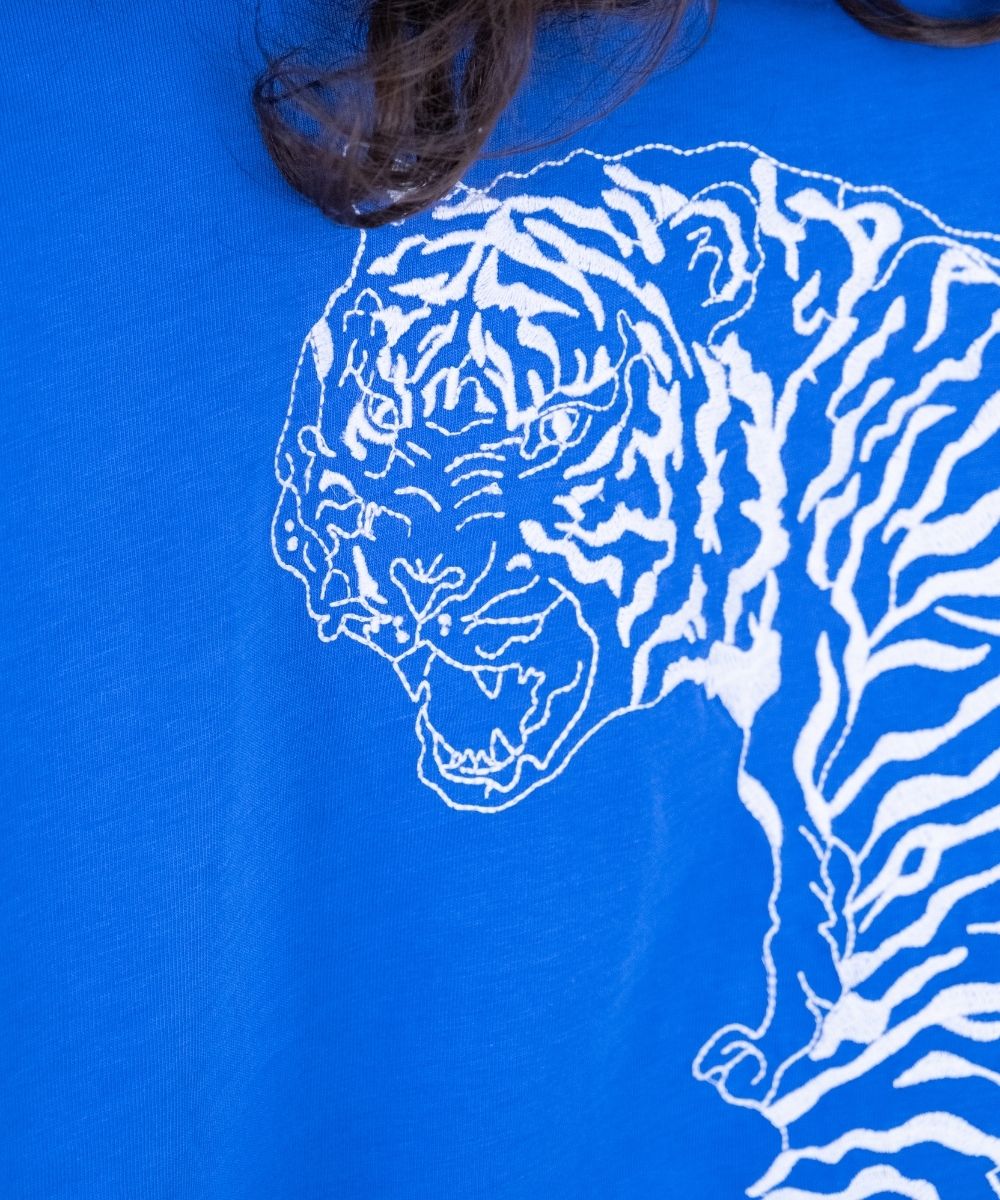 Cosmic Cobalt Blue Tiger T-Shirt